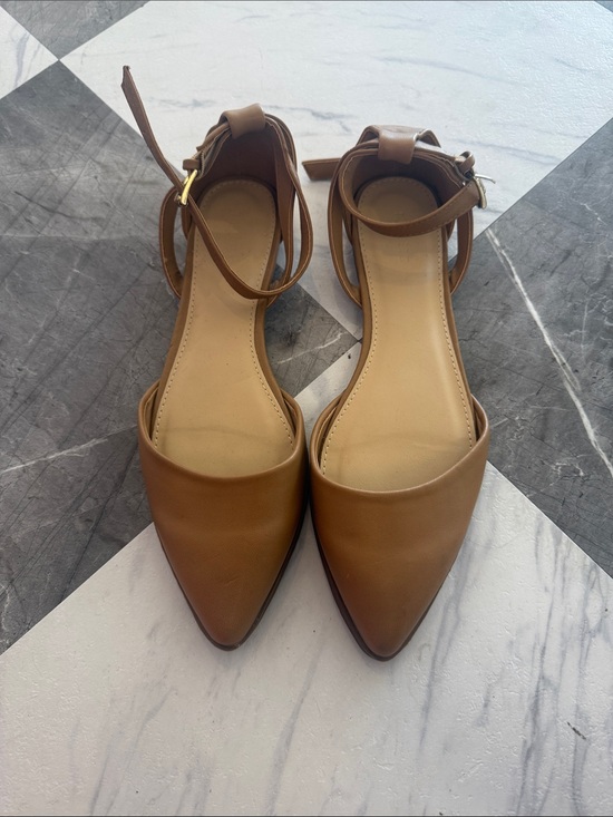 Forever 21 Shoes - Forever 21 Brown Pointed-Toe Ankle-Strap Flats